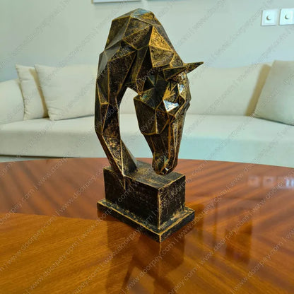 Detailed Apex Stallion resin sculpture with dark antique finish for luxury home decor styling