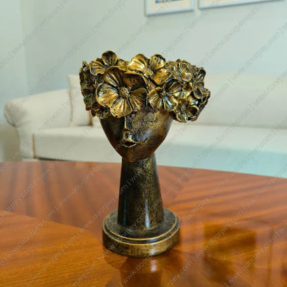 Elegant Aurora Lady Bust resin sculpture with antique bronze finish for sophisticated home or office decor styling