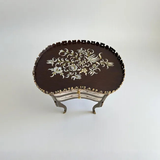 Classic Crest wooden table styled as an elegant side table in a classic interior