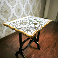 White & Gold Regal Folding Tray Table