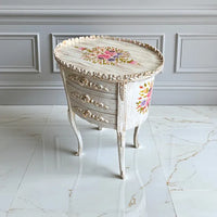 Floral Heirloom wooden table with hand-painted floral top and vintage finish