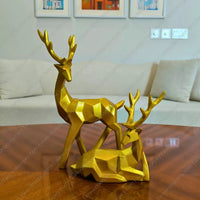 Golden Geometric Deer Sculpture with radiant gold finish decorative deer for home decor