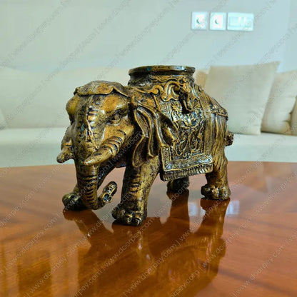 Golden Maharaja Elephant Sculpture with radiant gold finish decorative elephant for luxury home decor