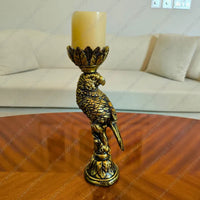 Golden Plume Parrot Candle Stand with dark antique finish decorative resin parrot for luxury home decor