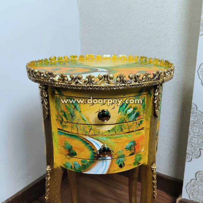 Hand painted wooden accent table