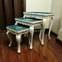 Royal Azure Wooden Nesting Table