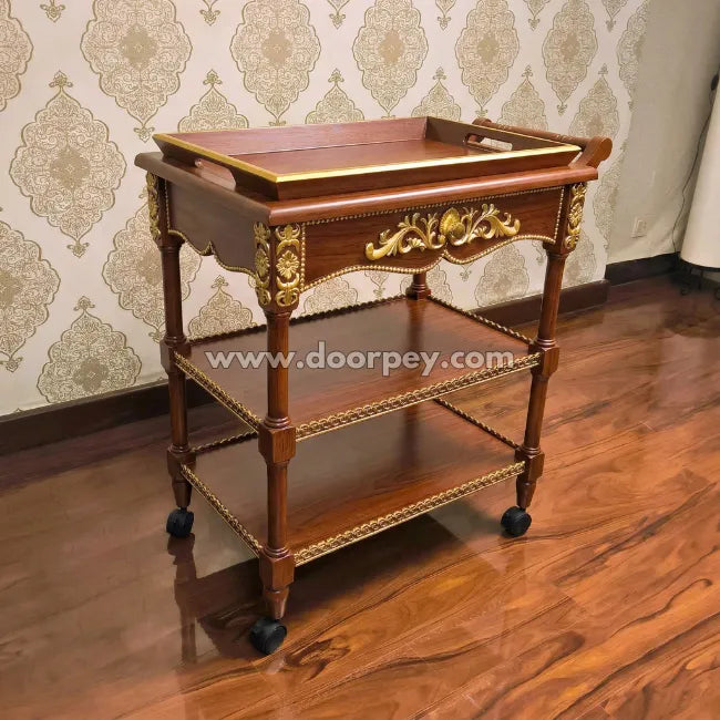 Harrington Wooden Trolley - Removable Tray Top & Drawer