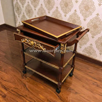 Harrington Wooden Trolley - Removable Tray Top & Drawer