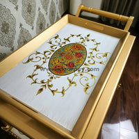 Imperial Gold Wooden Trolley – Removable Tray Top & Drawer