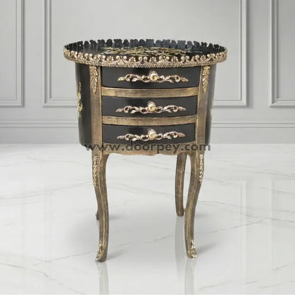 Imperial Petal wooden end table with elegant curved legs and antique style