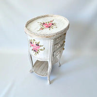 Ivory Heirloom side table showing antique detailing and hand-finished wood