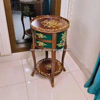 Leafy Green Round Wooden Table