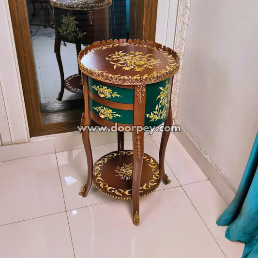 Leafy Green Round Wooden Table