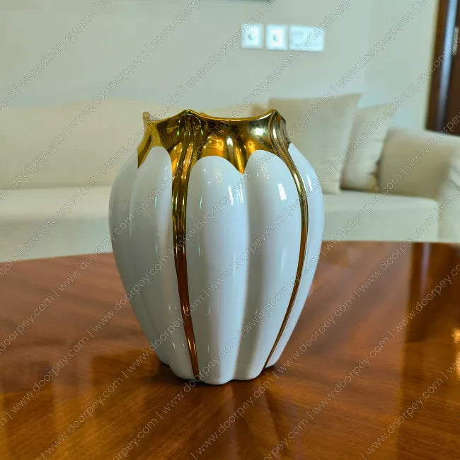 Lotus Gold Ceramic Vase