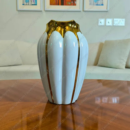 Lotus Gold Ceramic Vase