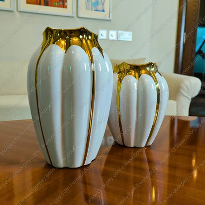 Lotus Gold Ceramic Vase