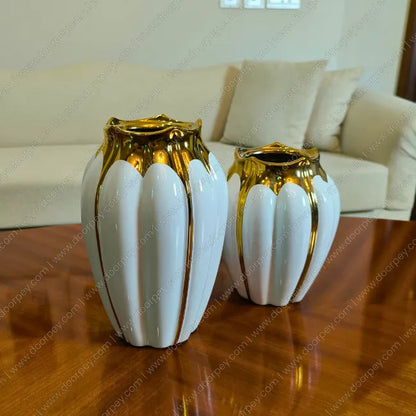 Lotus Gold Ceramic Vase