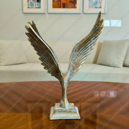Elegant Majestic Wings Eagle Sculpture with antique gold finish for sophisticated home decor styling.