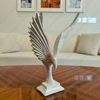 Majestic Wings Eagle Sculpture with distressed ivory finish decorative resin eagle for luxury home decor styling