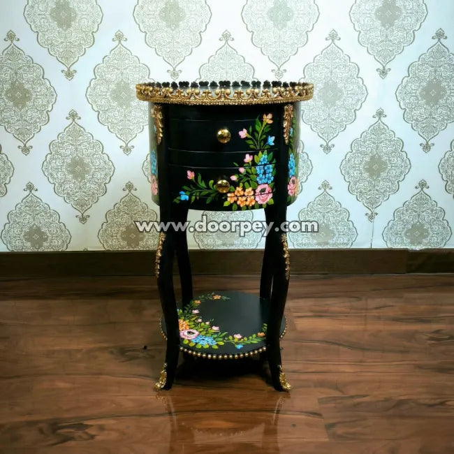 Midnight Bloom Wooden Table