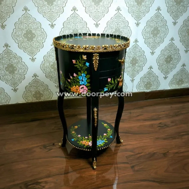 Midnight Bloom Wooden Table