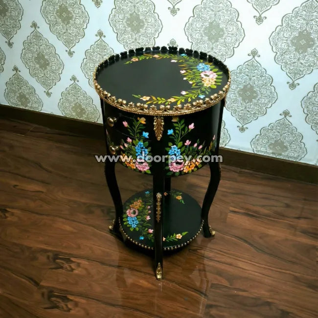 Midnight Bloom Wooden Table