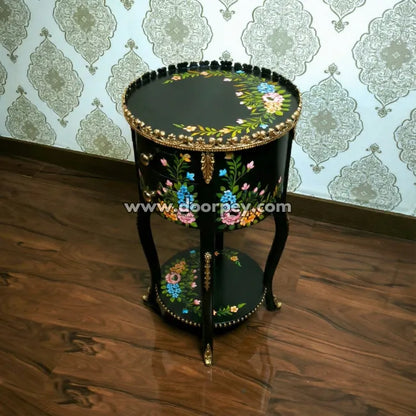 Midnight Bloom Wooden Table