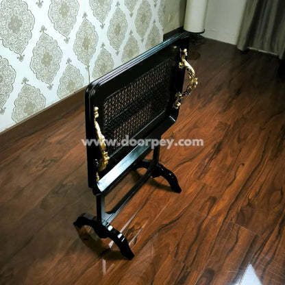 Multipurpose folding tray table for lounge serving breakfast or snacks