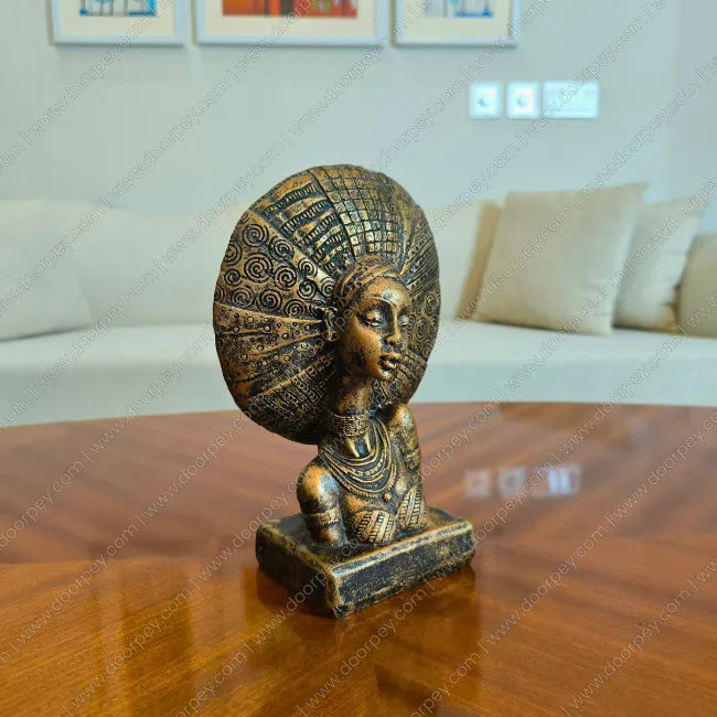 African inspired Nubian Queen decorative resin sculpture for living room decor