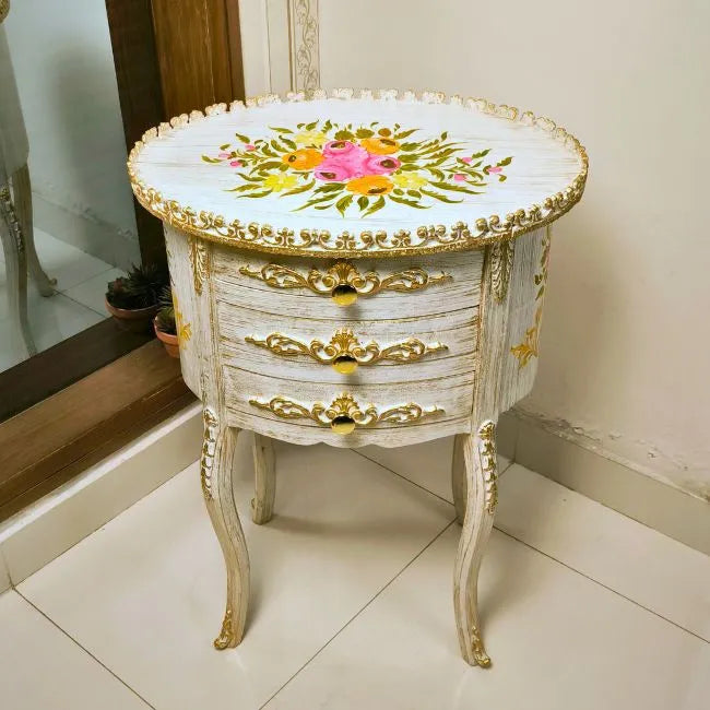 Orchid Oasis Oval Wooden Table