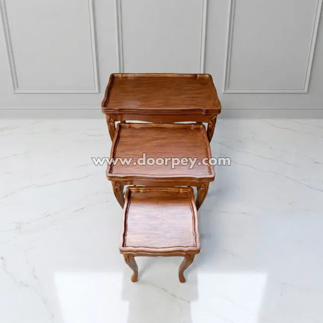 Regency wooden nest table set with elegant wooden finish
