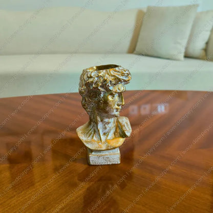 Elegant Renaissance David Bust with an antique gold finish for sophisticated home decor styling.