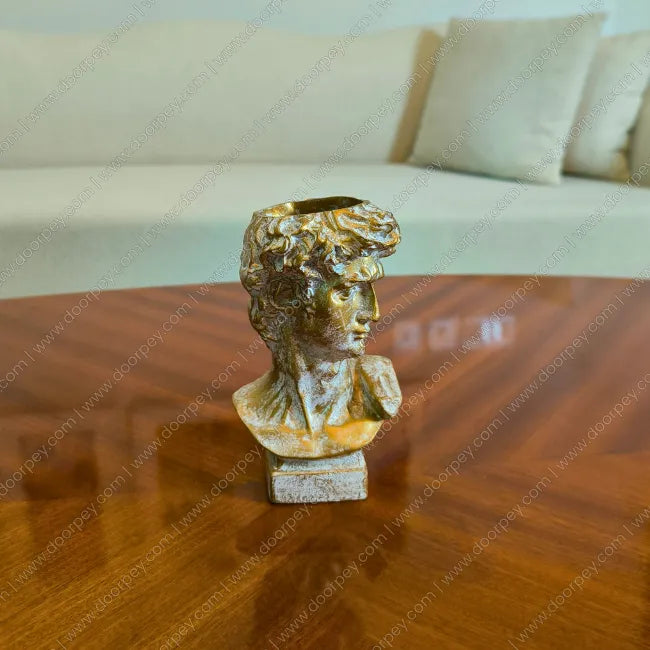 Elegant Renaissance David Bust with an antique gold finish for sophisticated home decor styling.