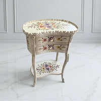 Rosegarden Heritage wooden table with hand-painted floral top and vintage finish