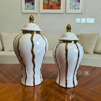 Royal Ivory Candy Jar Set with ivory ceramic finish 2-piece decorative jar collection for elegant home decor styling