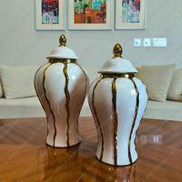 Elegant Royal Ivory Candy Jar Set with a smooth ivory ceramic finish for sophisticated home decor styling.