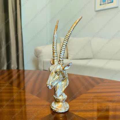 Royal Savannah Antelope Sculpture with antique gold finish decorative resin antelope for luxury home decor styling