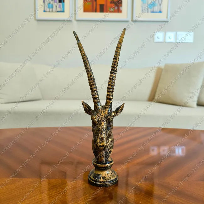 Elegant Royal Savannah Antelope Sculpture with a dark antique finish for sophisticated home decor styling.