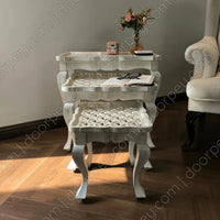 Ivory Lattice Wooden Nesting Table