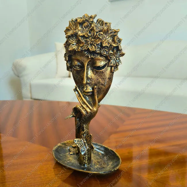Detailed Venetian Muse Sculpture, a sophisticated resin lady face bust inspired by classical beauty, perfect for elegant home decor styling.