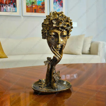 Detailed Venetian Muse Sculpture with a high quality resin finish for elegant home decor styling on console tables and shelves.