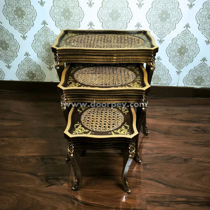 Vintage Gold Wooden Nesting Table
