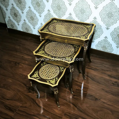 Vintage Gold Wooden Nesting Table