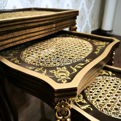 Vintage Gold Wooden Nesting Table