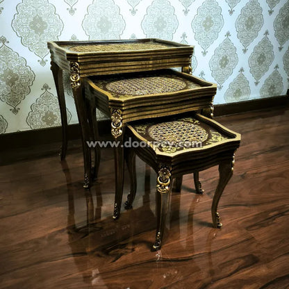 Vintage Gold Wooden Nesting Table