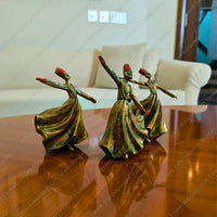Whirling Dervish Resin Sculpture with green patina bronze finish decorative resin spiritual figurine for home decor styling