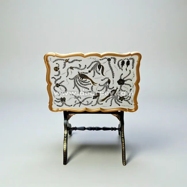 White & Gold Regal Folding Tray Table