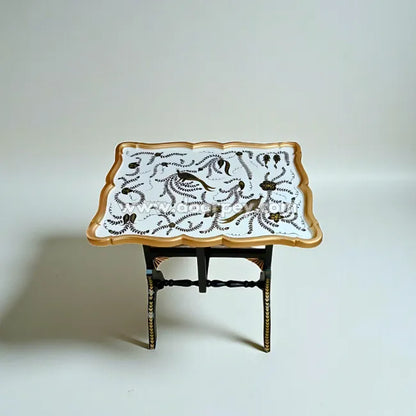 White & Gold Regal Folding Tray Table
