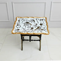 White & Gold Regal Folding Tray Table