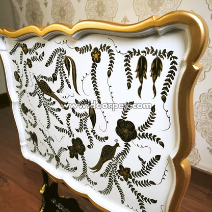 White & Gold Regal Folding Tray Table